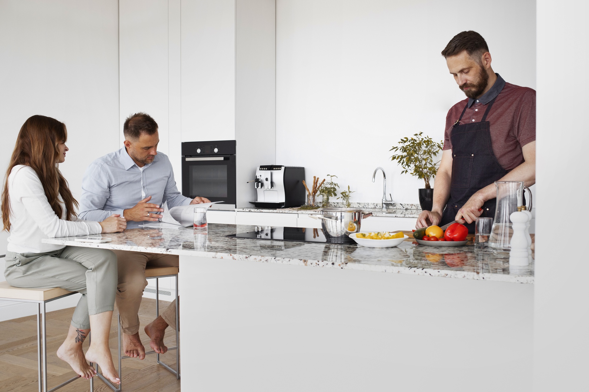 Studio kitchen consultation scene